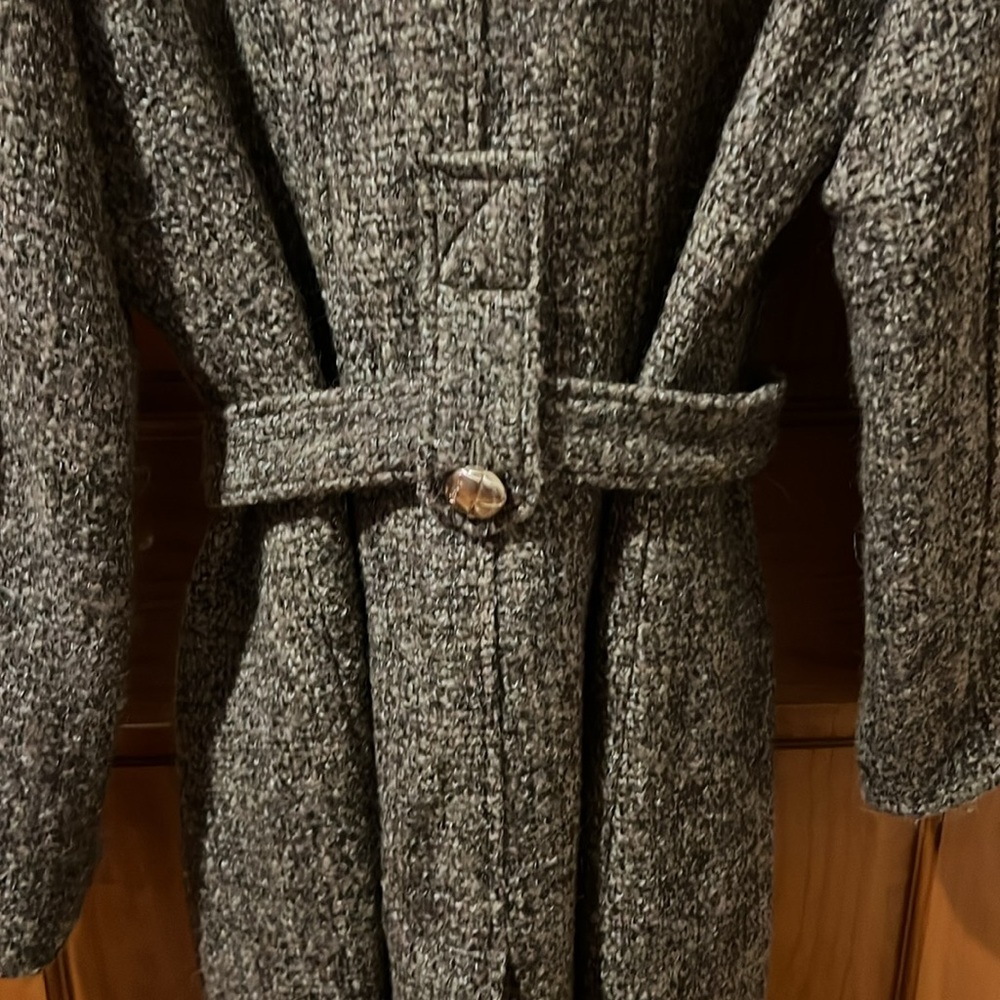 Calvin Klein wool tweed coat double breasted with belt Color: brown gray cream - Picture 6 of 10